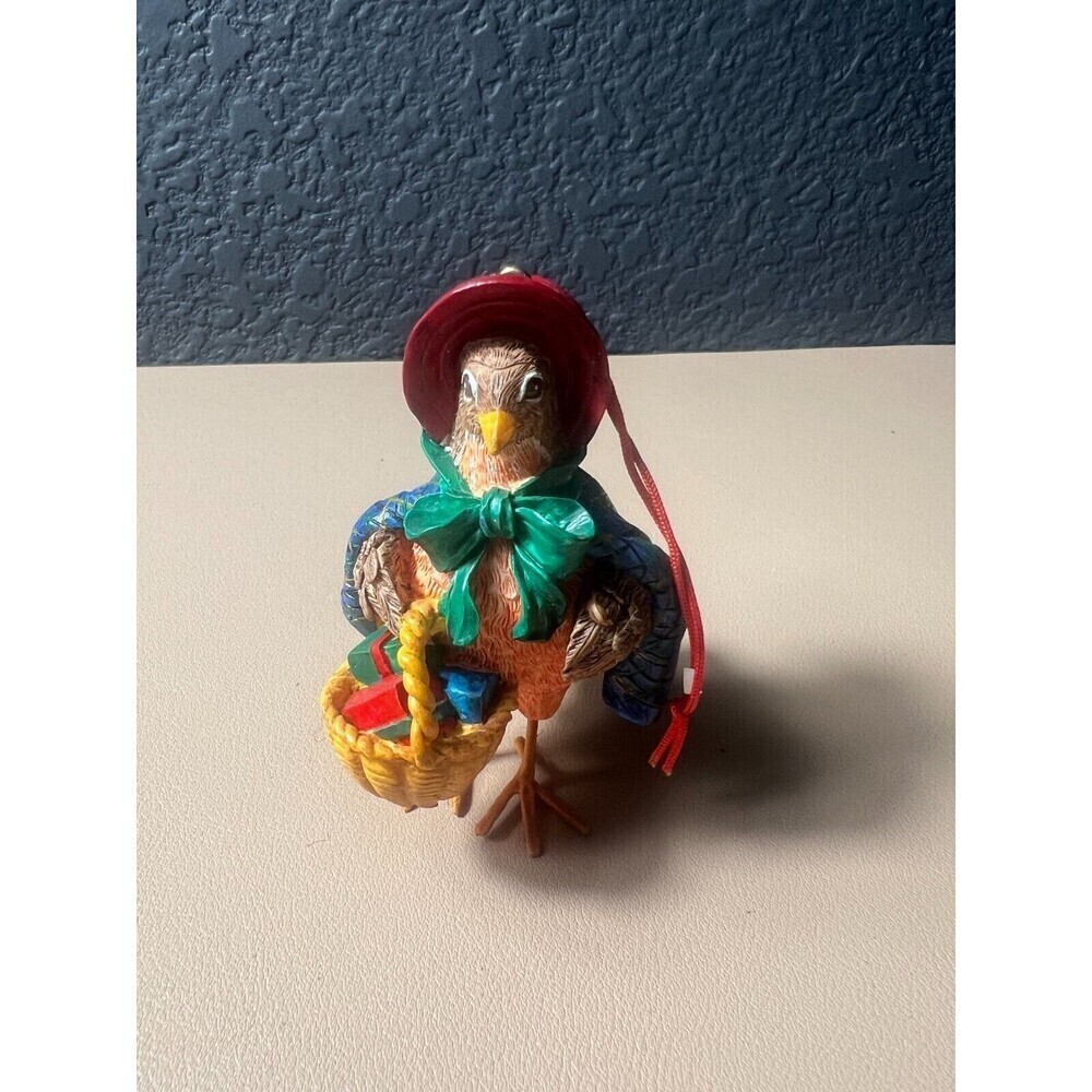 Vintage Kurt Adler Bird with Packages Top Hat Resin Christmas Ornament Decor